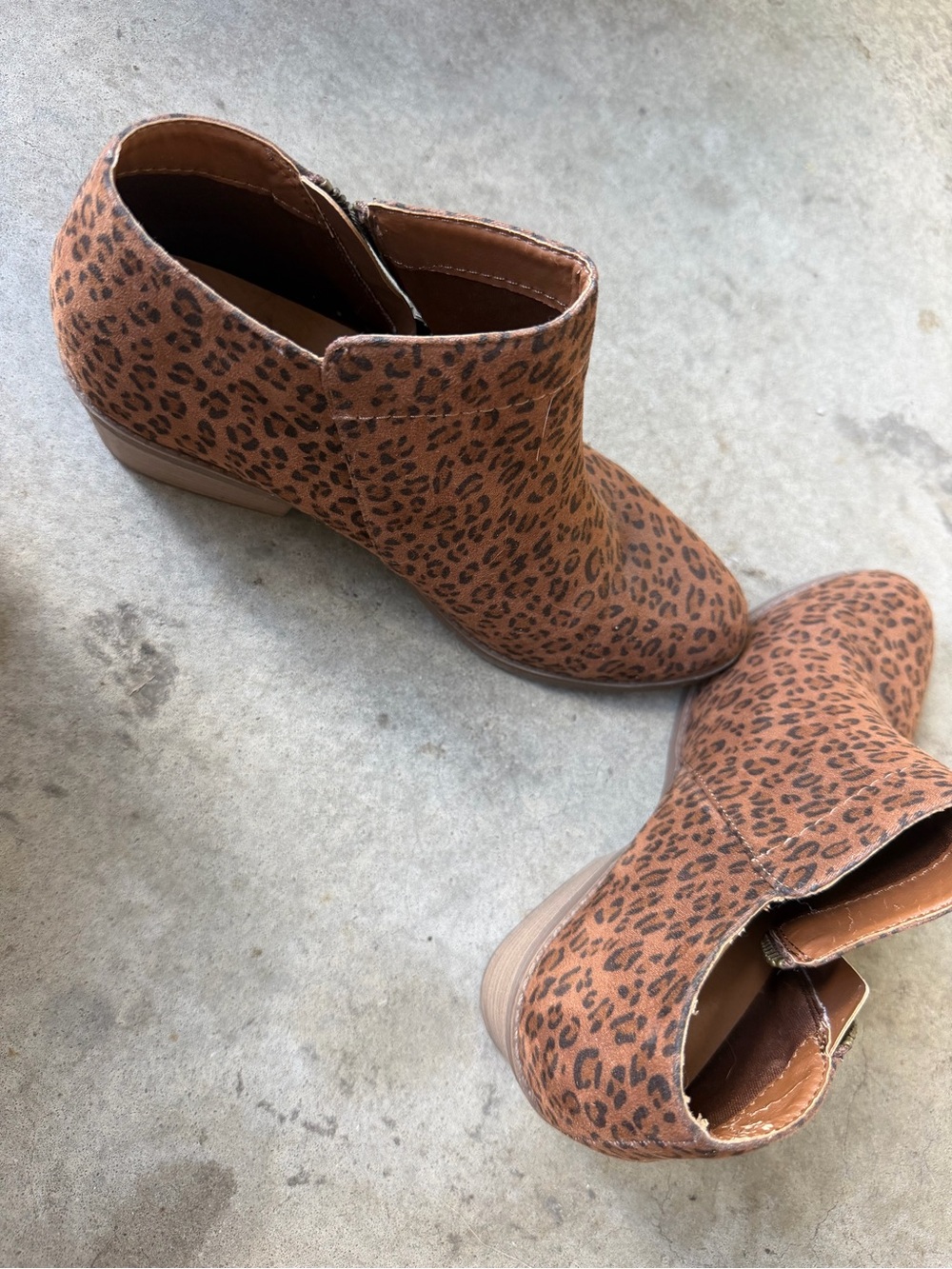 Time and Tru Leopard-Print Ankle Booties in Brown